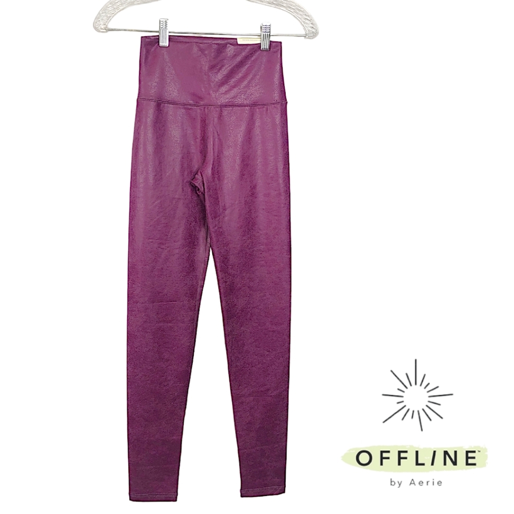aerie Plum High-Rise Offline Crackle Leggings